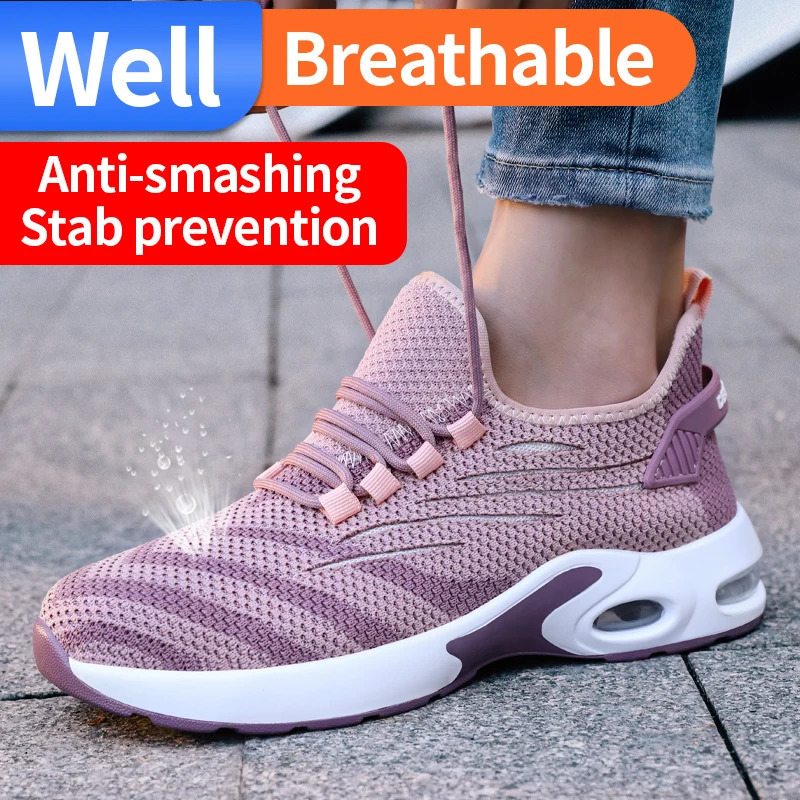 Safety Shoes Steel Toe Boots for Women Light Anti Smashing Anti Piercing Breathable Wear Resistant Security Protective Shoes 240614