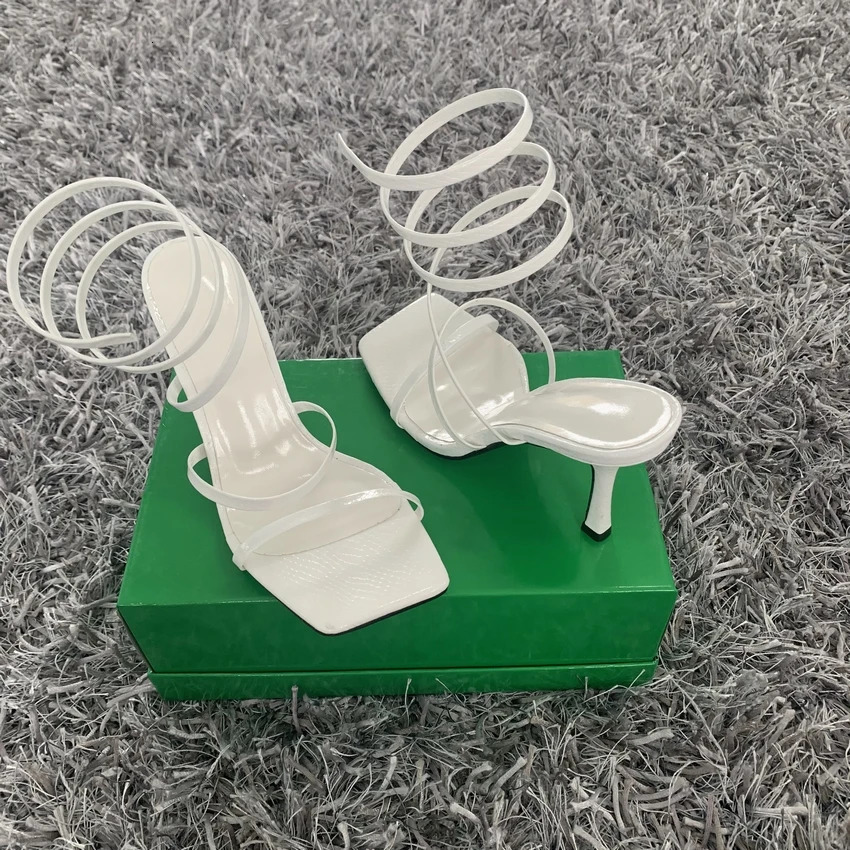 Fashion Summer Womens High Heel Sandals Thin High Heel Narrow Band Roman Sandals Gladiator Ankle Cross Band Sandals Womens 240614