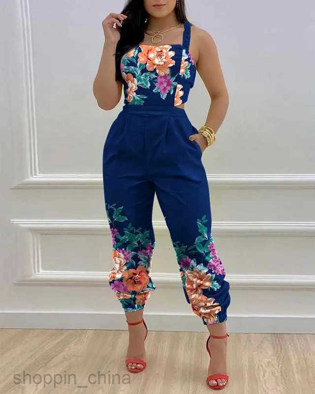 Women's Tracksuits Spring/Summer New Women's Commuter Strap Leggings jumpsuit Sets