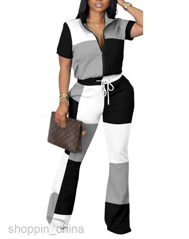 Women's Tracksuits Women's spring and summer new two-piece fashion zipper short-sleeved trousers set Sets