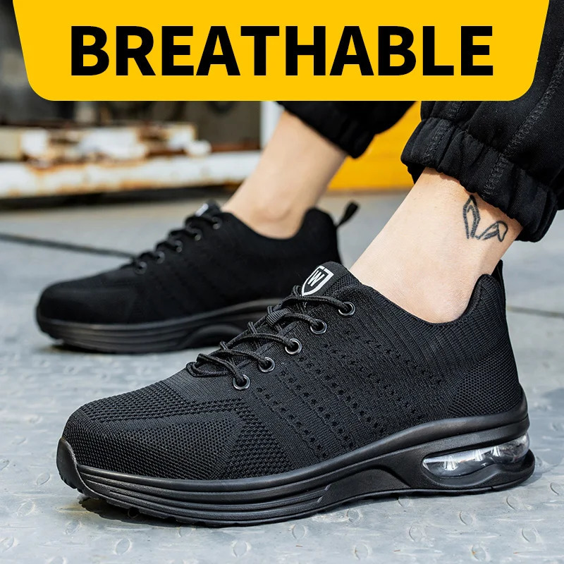 Breathable Shoes: Lightweight Steel Toe Safety Shoes For Men & Women, Anti-Puncture Work Sneakers - Summer hot Cushion Design