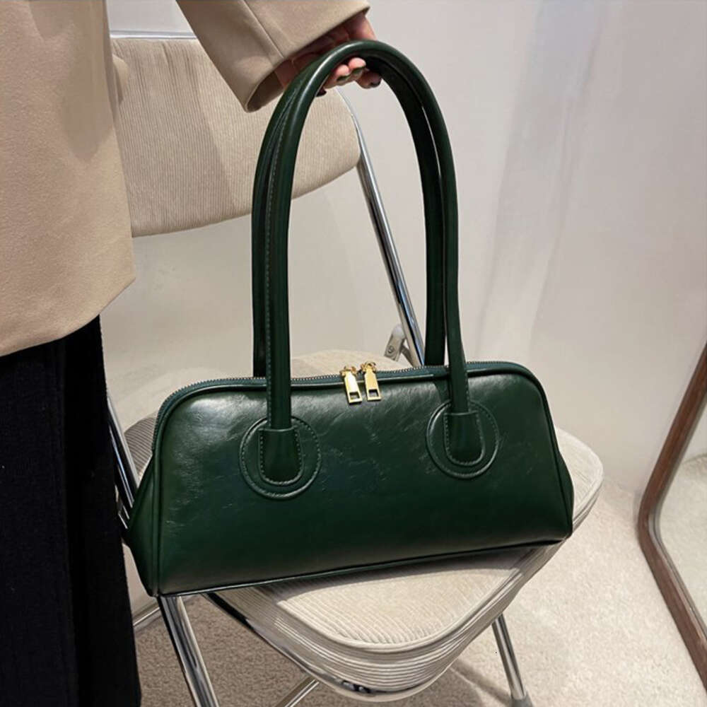 New Boston Pillow Tote Women Real Leather Retro Bowling Bag Designer Handbag Large Capacity Crossbody Bags #54