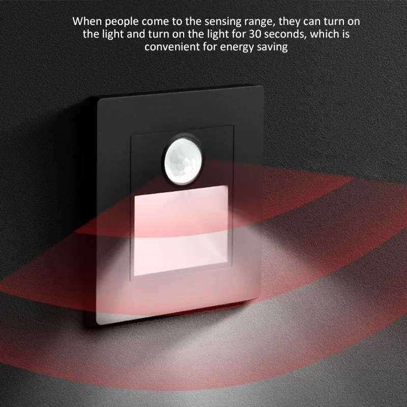 Outdoor Wall Lamps Embedded Wall Lamp Human Body Sensing Infrared Motion Sensor Corridor Step Foot Lamps LED Corridor Staircase Bedside Night Lig
