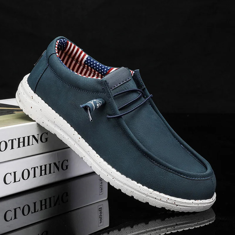Mens casual lightweight and comfortable canvas shoes elastic shoes anti slip and breathable boat shoes 240612