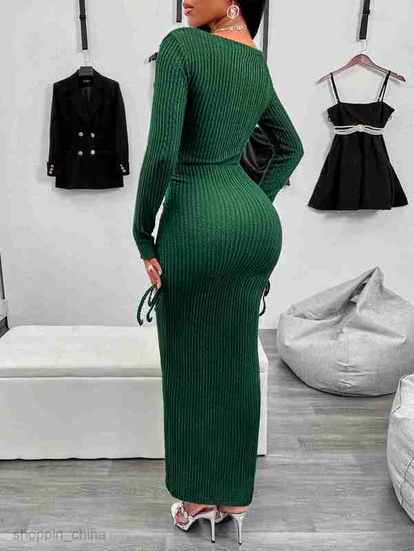Basic Casual Women Dresses Spring and summer casual sexy style slanted shoulder long sleeved dress for women's clothing winter buttocks wrapped s