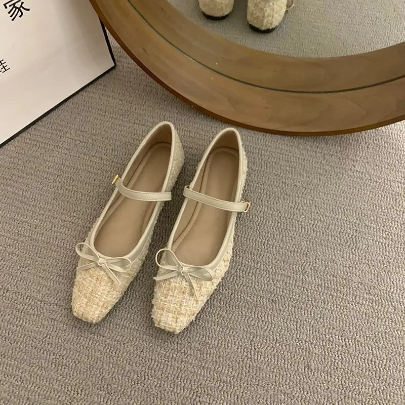 Elegant Loafers Shoes Spring Womens Buckle Soft Sole Single Shoes Womens Fashion Round Toe Grandma Flat Shoes 240614