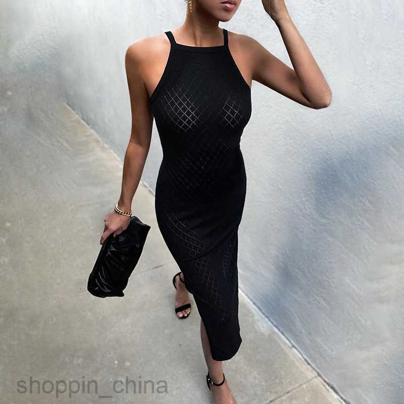 Basic Casual Women Dresses One piece medium length dress slim fit solid color grey waisted commuter cotton suspender dress