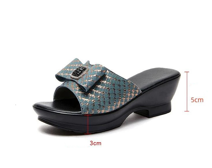 GKTINOO Summer Womens Slide Sandals 2024 High Heels 5cm Fashion Platform Genuine Leather Slide Womens Shoes Anti slip Casual 240612