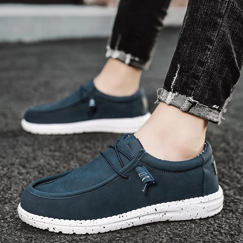 Mens casual lightweight and comfortable canvas shoes elastic shoes anti slip and breathable boat shoes 240612