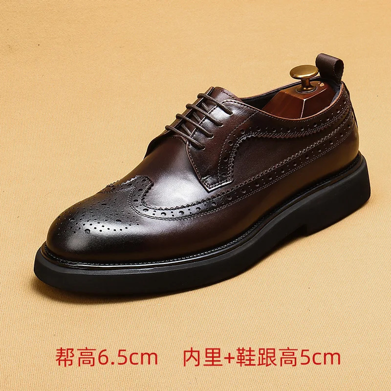 ZFTL Mens Shoes Leather Formal Embossed Shoes Mens Block Black Brown Mens Business Shoes 2024 Brother Shoes 240614