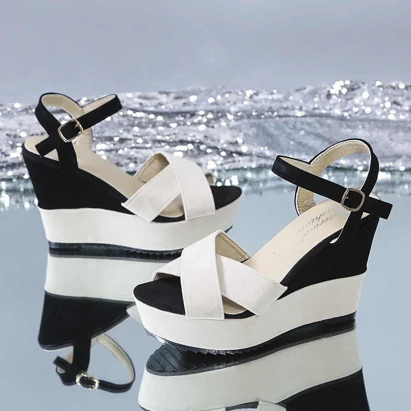 Womens Wedge Sandals Summer Mixed Color Platform Sandals Womens Casual Shoes High Heel Sandals 240612