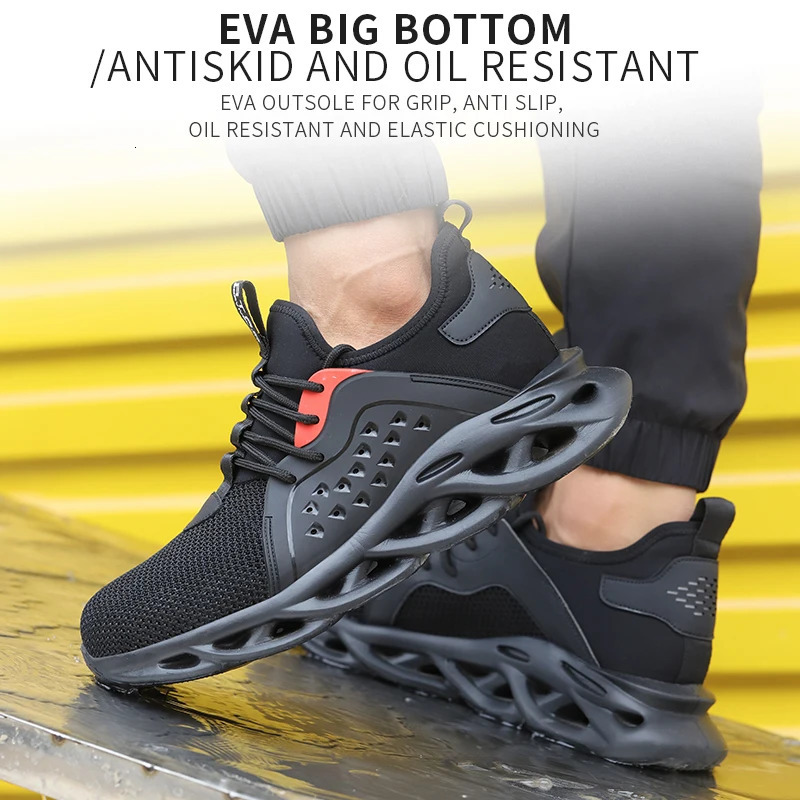 Summer Fashion Boots Mans Safety Impact-Proond Stab-Proof Work Shoes Light Not Tired Feet Indestructible Steel Head 240614