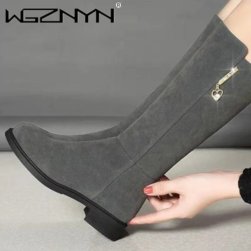 Womens Warm Snow Plush Boots Snow Casual Flat Full Color Cotton Fashion Side Zipper Winter Shoes Thick High Boots Black 240614