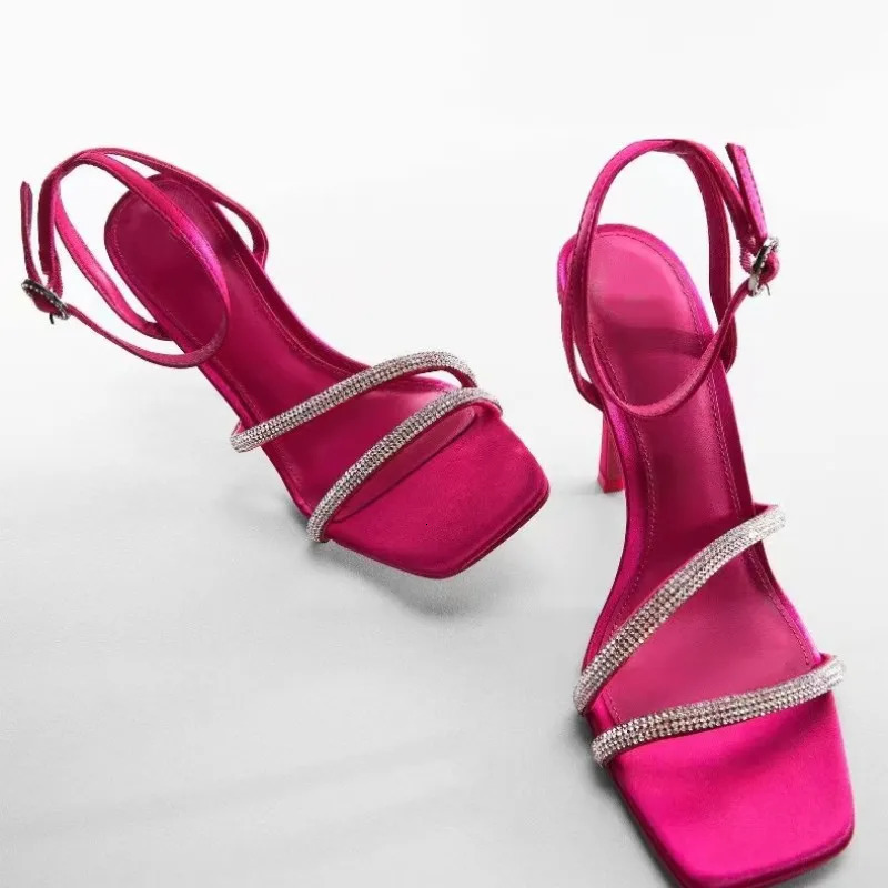 Diamond Womens High Heels Elegant Sandals Womens Thin High Heels Party Shoes Womens Fashion High Heel Sandals Black 35-41 240612