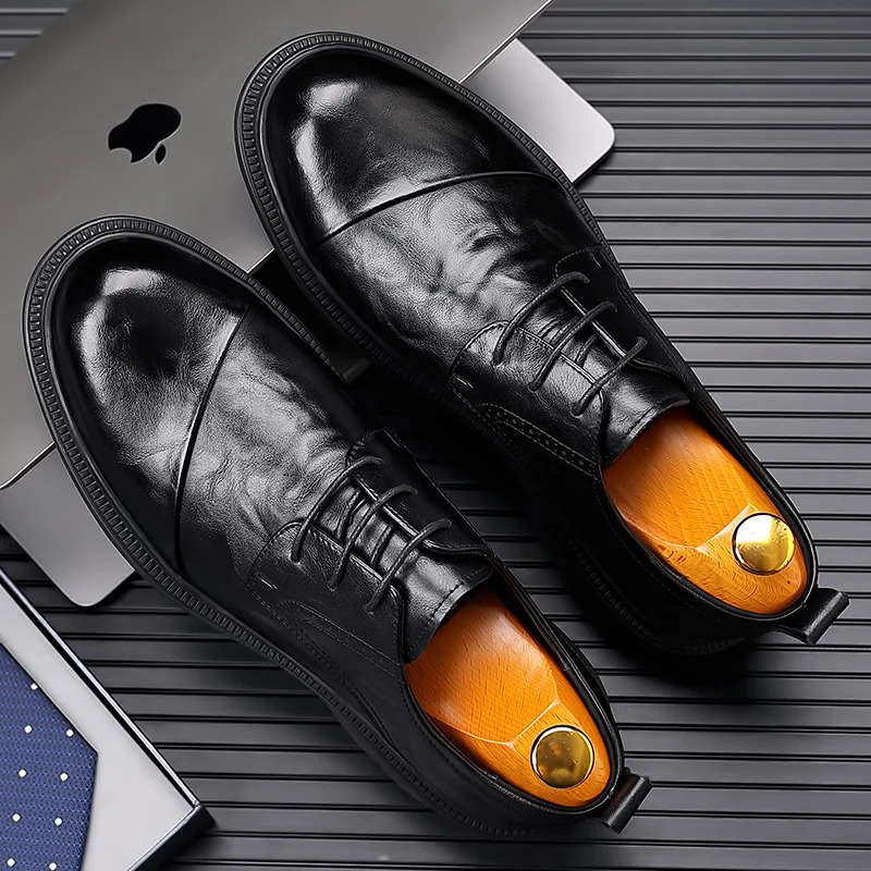 Mens leather coat black classic wedding shoes comfortable tablet driving shoes business and workplace casual shoes 240614