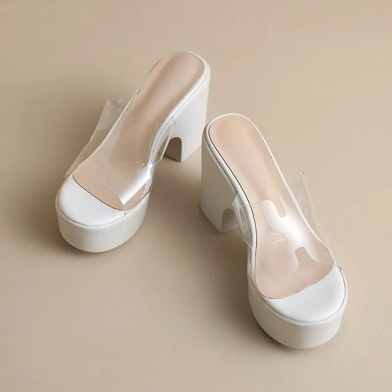 Women Slippers Fashion Elegant PVC Transparent Platform Wedges Heel Slides LadiesOutdoor Beach Sandalias 240614