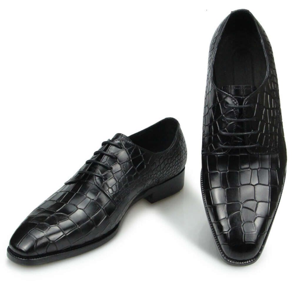 Top Grade Mens Dress Party Shoes Men's Fashion Alligator Printing Zapatos De Hombre Genuine Leather