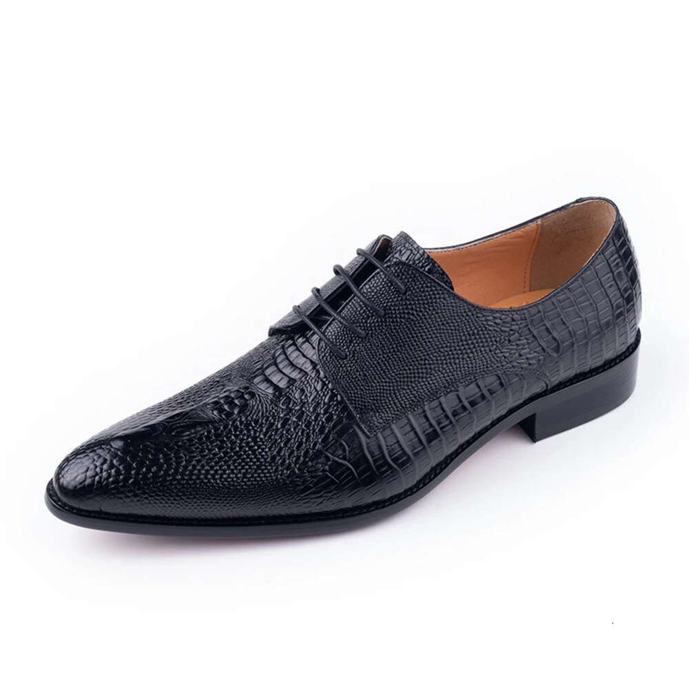 Fashion Male Derby Dress Party Printing Zapatos De Hombre Genuine Leather Oxfords Shoes Black Lace Up Daily