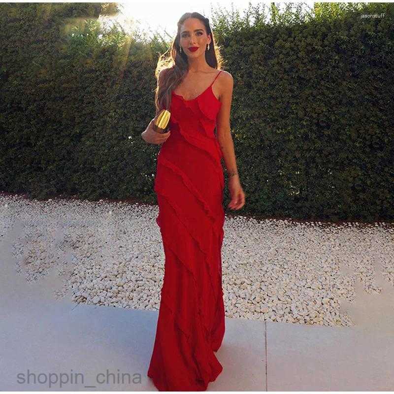 Casual Dresses Women Elegant Deep V Neck Maxi Dress Sexy Ruffles Backless Party Club Fashion Ladies Beach Split Sundress Vestidos 7654D