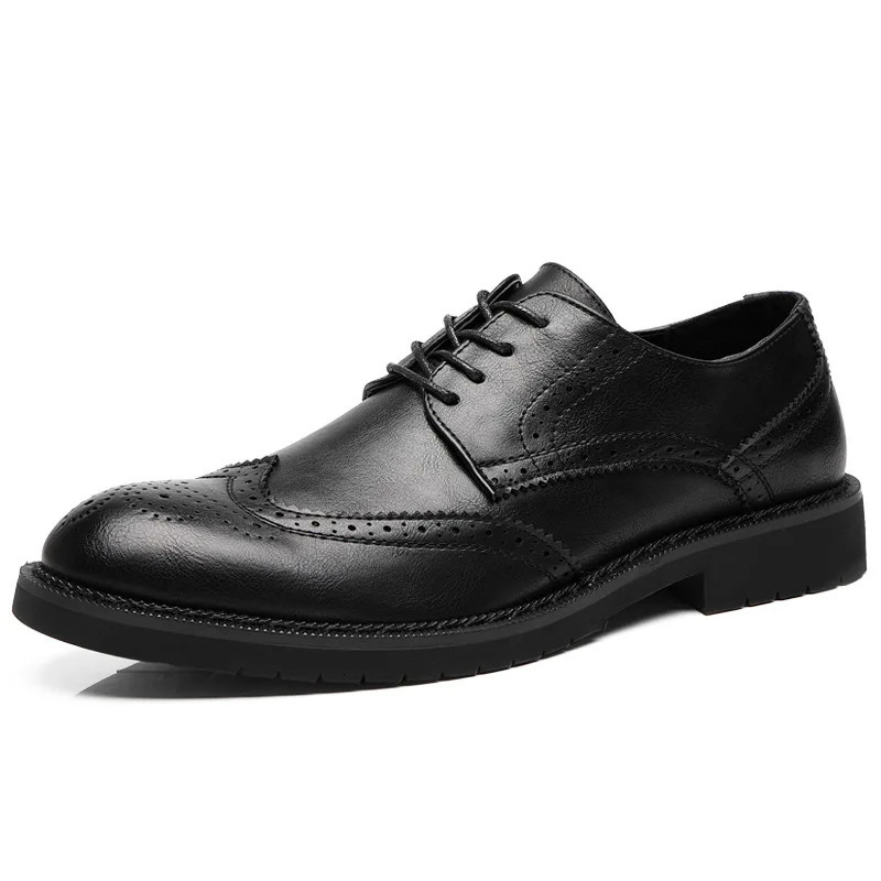 hot Handmade Men's Grey Leather Wingtip Oxford Brogue Dress Shoes for Classic Business Formal Ocns