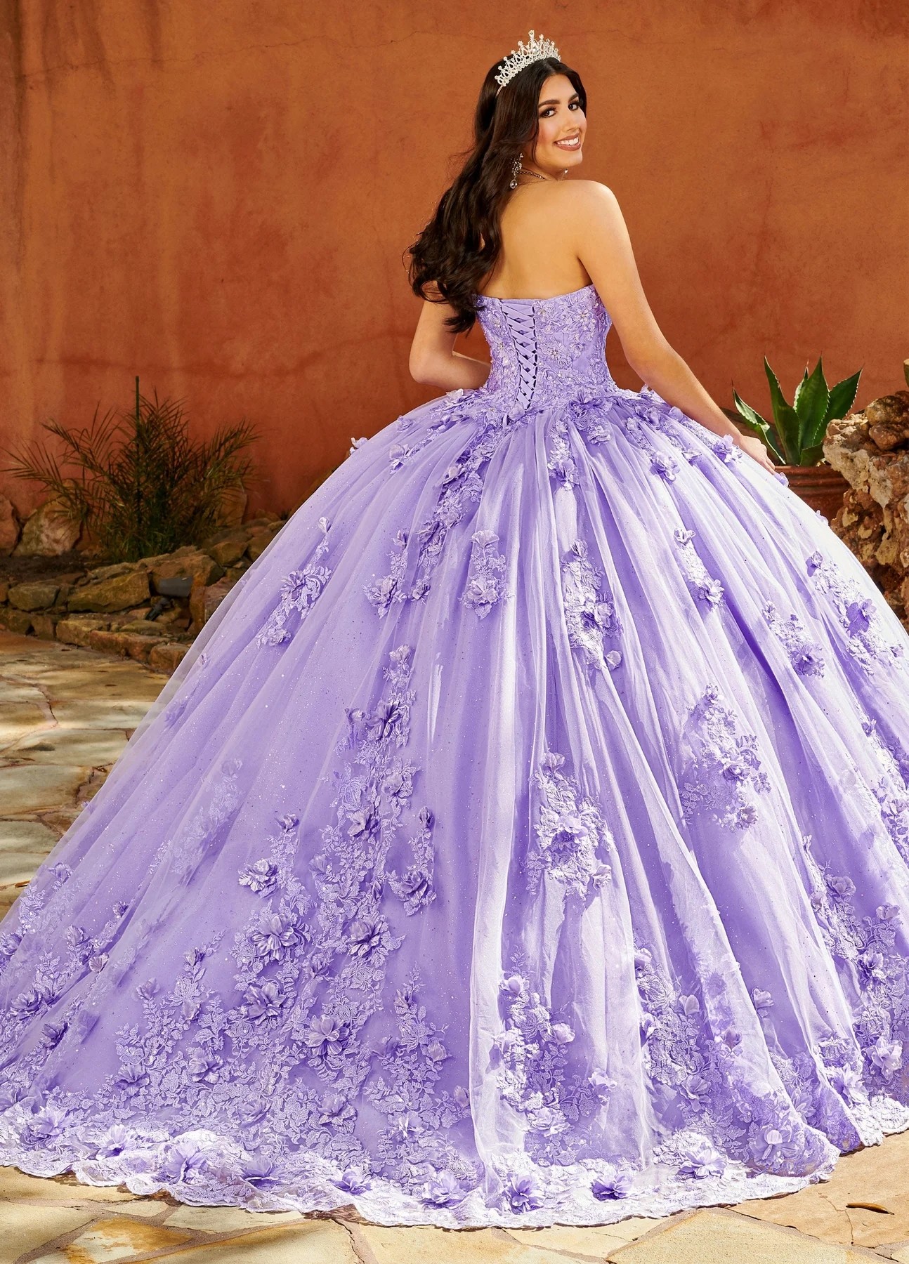 Lilac Mexican Quinceanera Dresses Ball Gown Sweetheart Sparkly Floral Appliques Puffy Charro Sweet 16 Dresses 15 Anos