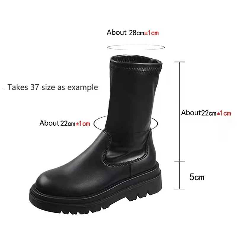 Womens knee high boots motorcycle Chelsea platform boots winter fashion PU leather sexy long boots womens oversized shoes 240612