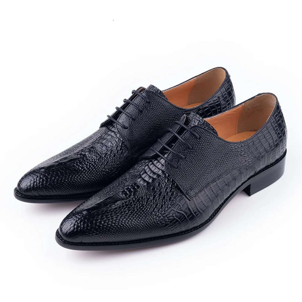 Fashion Male Derby Dress Party Printing Zapatos De Hombre Genuine Leather Oxfords Shoes Black Lace Up Daily