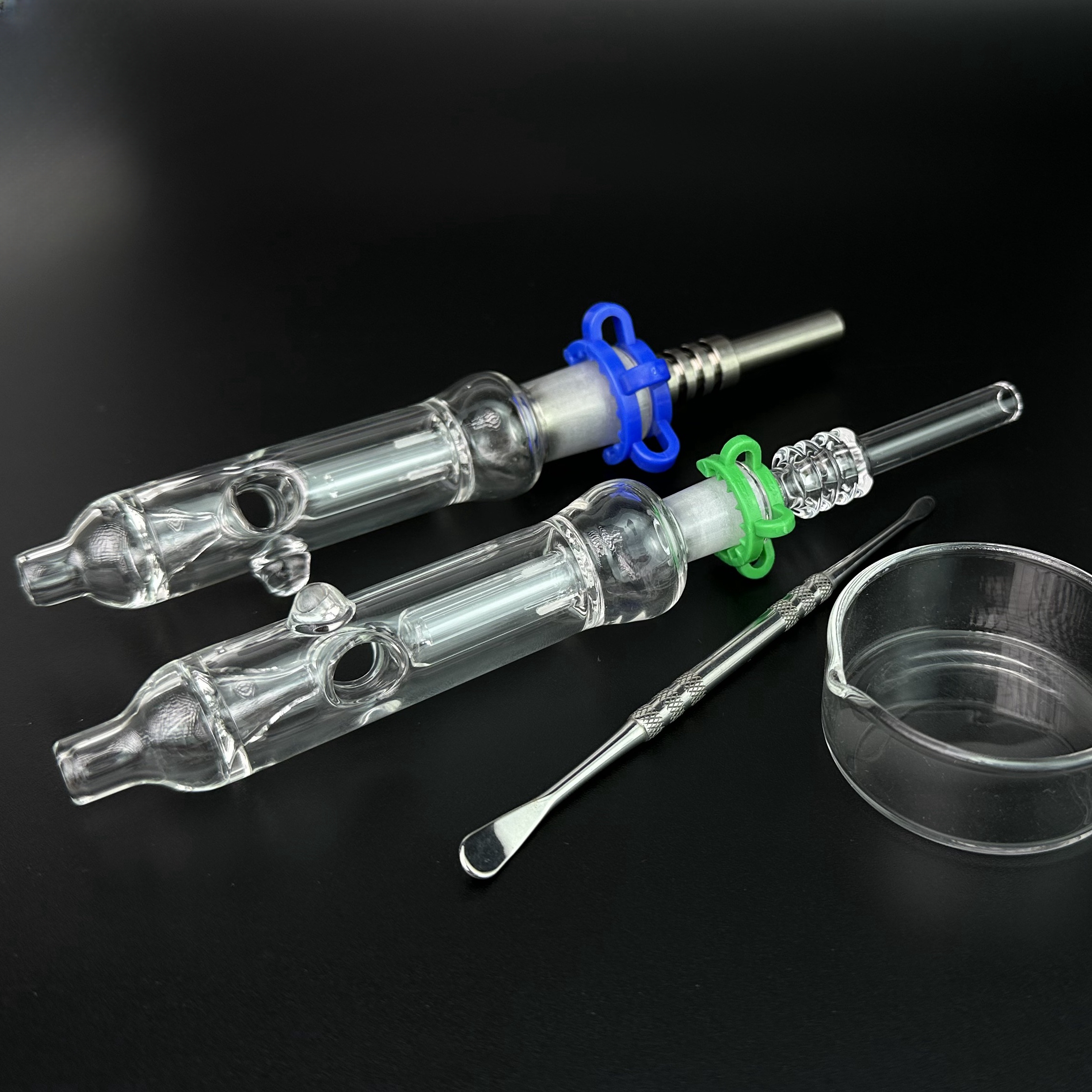 Mini Glass Bong Nector Collector Kit 10mm 14mm Small Hookahs With Titanium Nail Dab Dabber Dish Glass Pipe Quartz Tip Nectar NC Kits