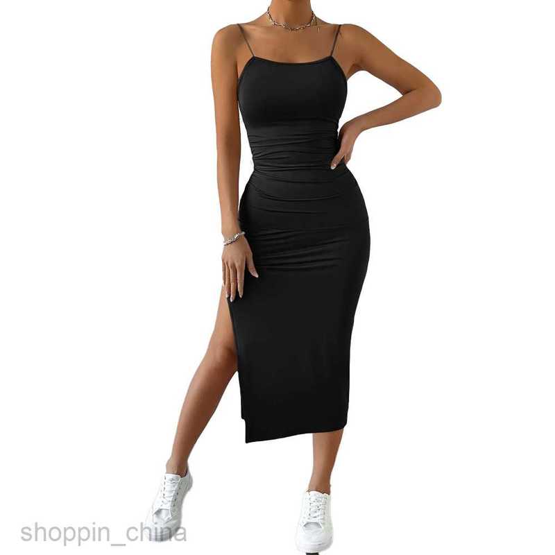 Basic Casual Women Dresses Women's Spring New Sling Dress Sexy Open Back Style Split Step Dress Wrapped Hip Dress for Women