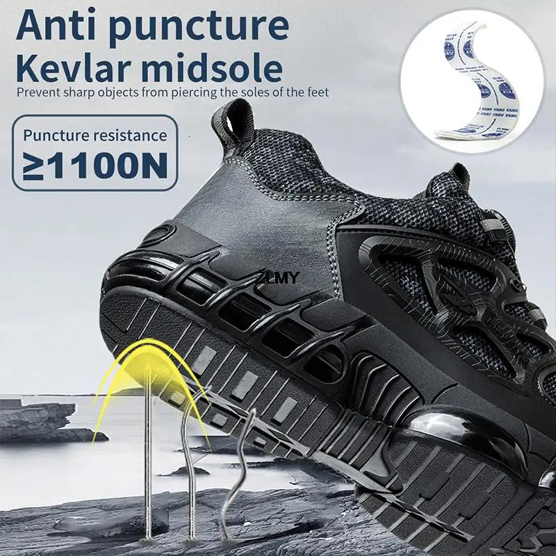 ZLMY Rotating Button Safety Shoes Men Steel Toe Sneaker Air Cushion Work Shoes Man Puncture Proof Work Safety Boots Protective 240614