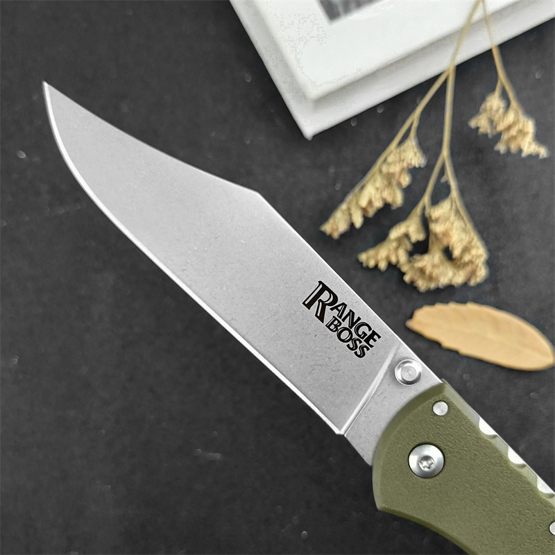 Newest 20KR7 Range Foding Knife 4 Stonewashed Cip Point Bade OD Green GFN Handes Outdoor Tacticas Sef Defense Hunting Camping Knive 535 15535 615 3300