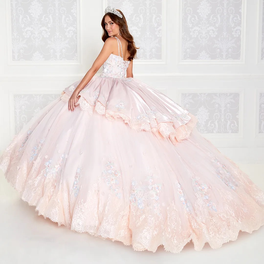 Mexican Quinceanera Dresses Ball Gown Spaghetti Straps Appliques Lace Puffy Charro Sweet 16 Dresses 15 Anos