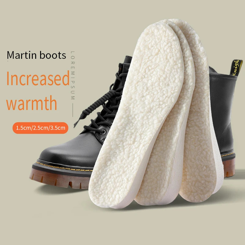 Winter womens thick wool fur warm insoles 240612