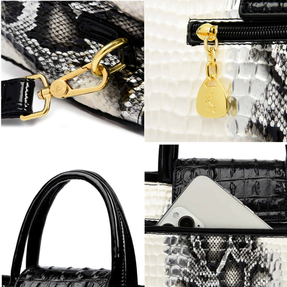 New 2023 Crocodile Cowhide Women's High Quality Leather Large Capacity Female One Shoulder Handbag Boston Pillow Bag H6.14#54 ddmythur