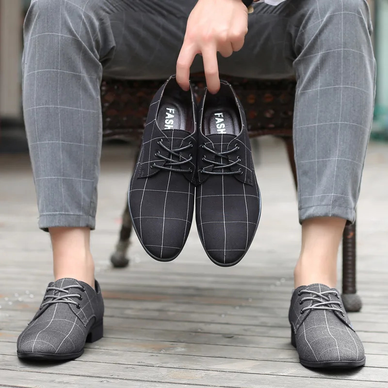 Men Classic Business Shoes Man Dress Shoes Fashion Korea Pointed Toe Lace-Up Formal Wedding Shoes Men Black Lattice 999 240614