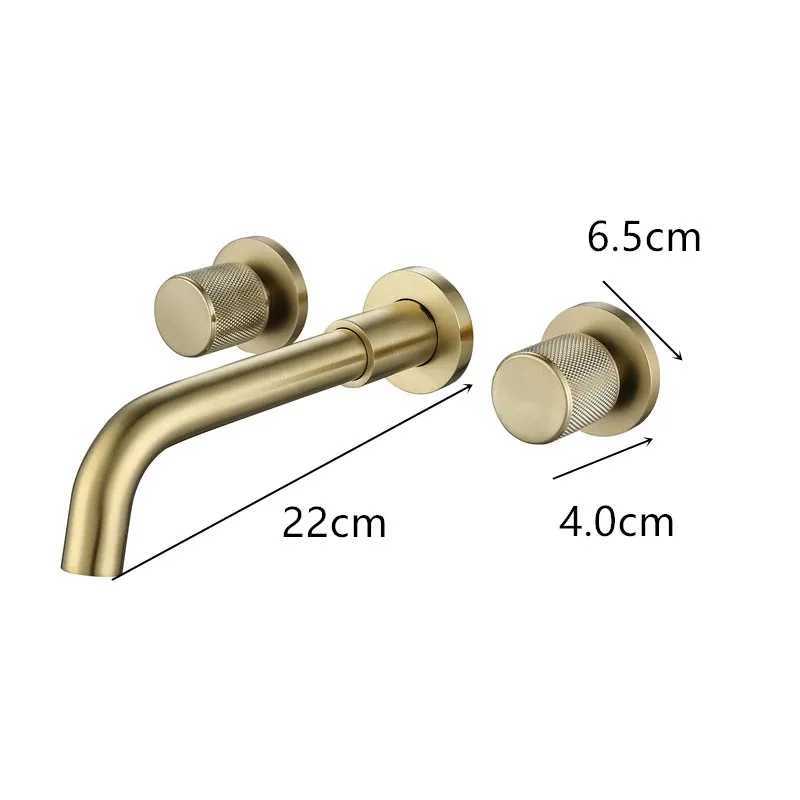 Bathroom Sink Faucets Bathroom Faucet Brushed Gold Bathroom Basin Faucet Cold And Hot Brass Sink Mixer Sink Tap Single Handle Wall Mounted Water TapL2