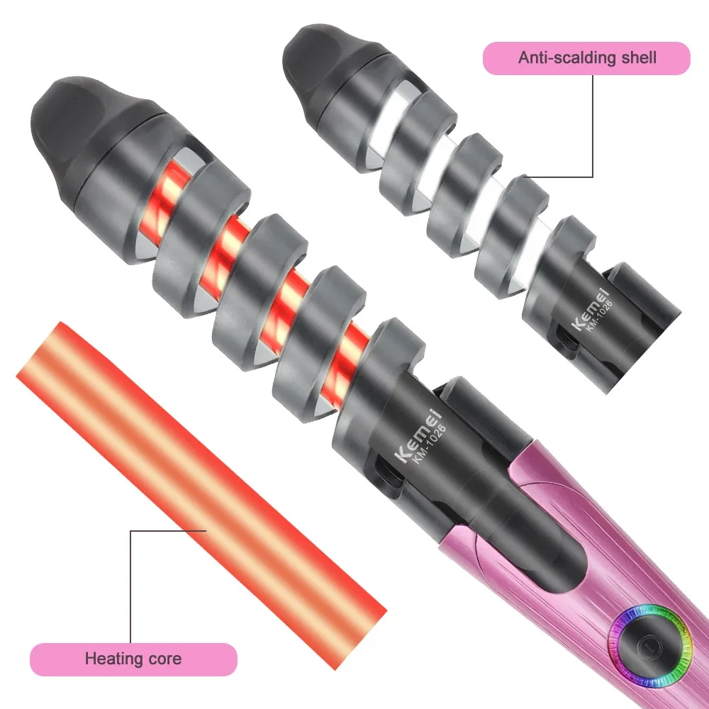 Spiral Curling Iron Fast Heating Curling Wand Professional Ceramic Hair Curler Iron Styling Tools Safety Anti-high Temperature