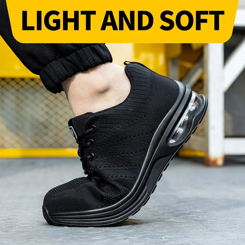 Breathable Shoes: Lightweight Steel Toe Safety Shoes For Men & Women, Anti-Puncture Work Sneakers - Summer hot Cushion Design