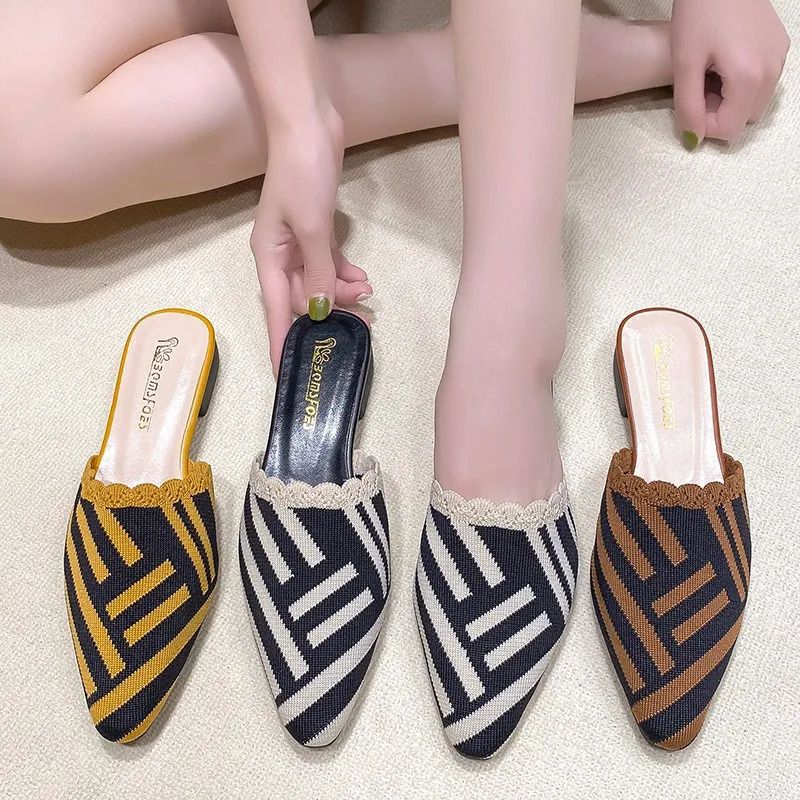 Summer Fashion Casual Womens Mule Slippers Womens Regular Shoes Beach Low Heel Comfortable Flip Free Delivery 240612