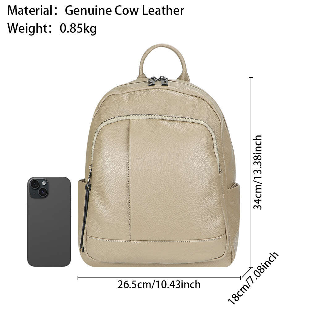 Bagger Royal Backpacks for Women, Genuine Leather Zipper Daypack, Large Capacity Shoulder Bag Handbag 1621 H6.14#145.9 ddmythur