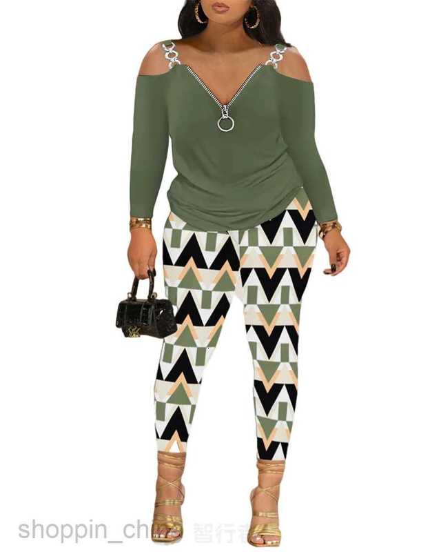 Women's Tracksuits Women's Autumn/Winter New Two Piece Zipper Printed Pants Set for Women Sets