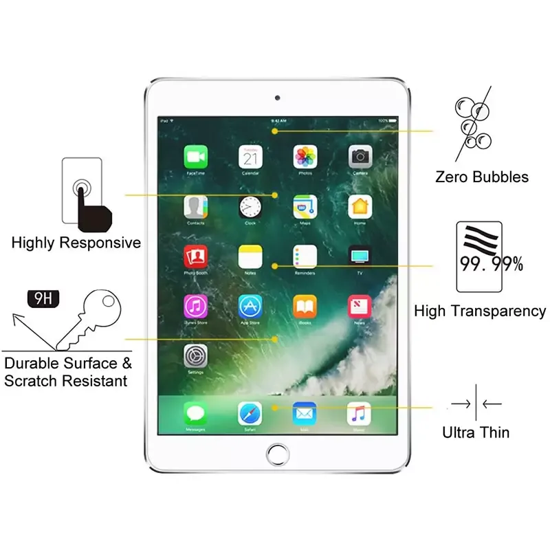 Screen Protector Film For ipad Air 4 2 3 5 6 7 8 9 Pro 11 Mini 4 5 6 New 10.2 10.9 12.9inch Tempered Glass Anti-Scratch 0.3MM with Paper Retail Packag