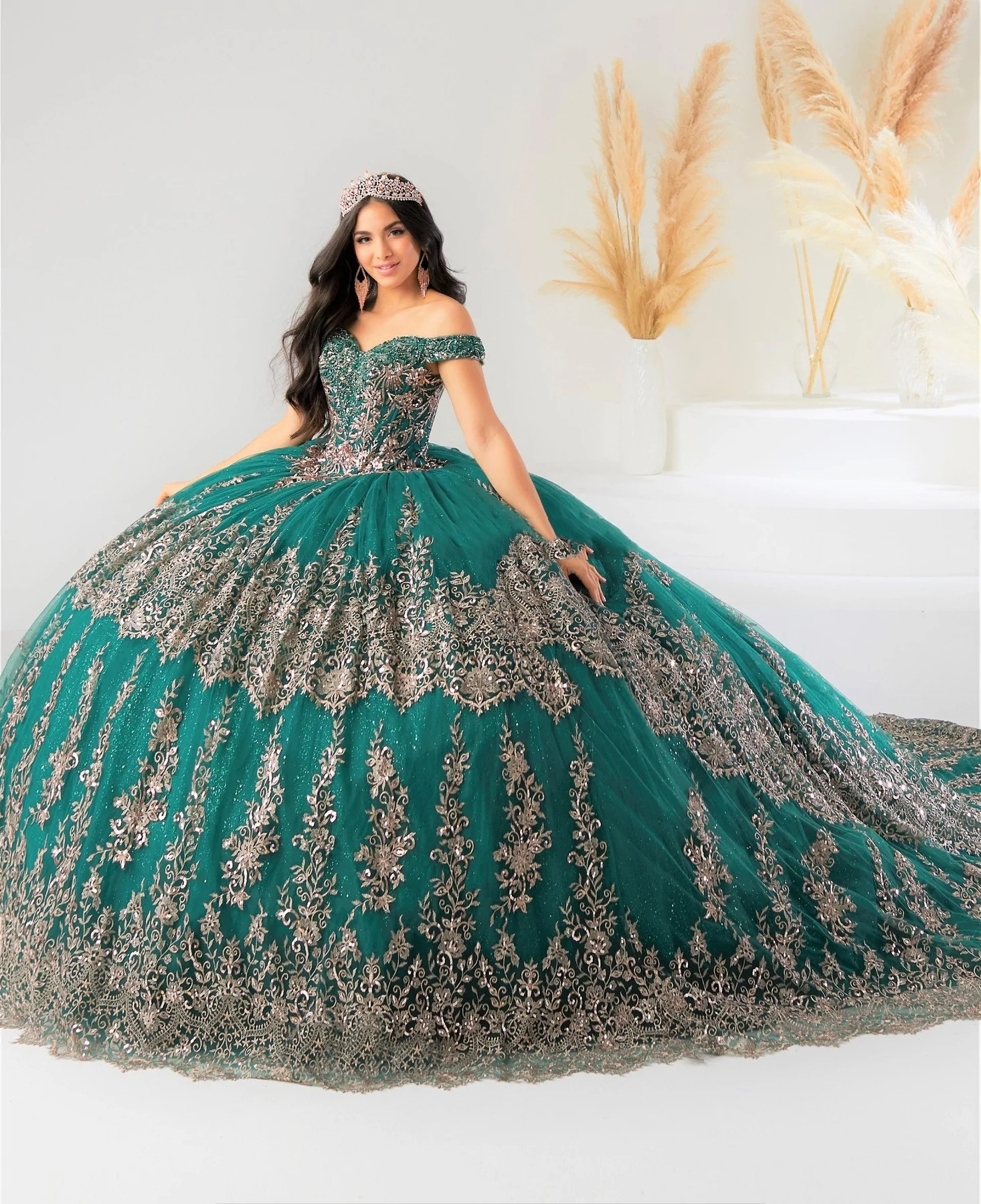 Teal Blue Mexican Quinceanera Dresses Ball Gown Off The Shoulder Sparkly Lace Puffy Charro Sweet 16 Dresses 15 Anos