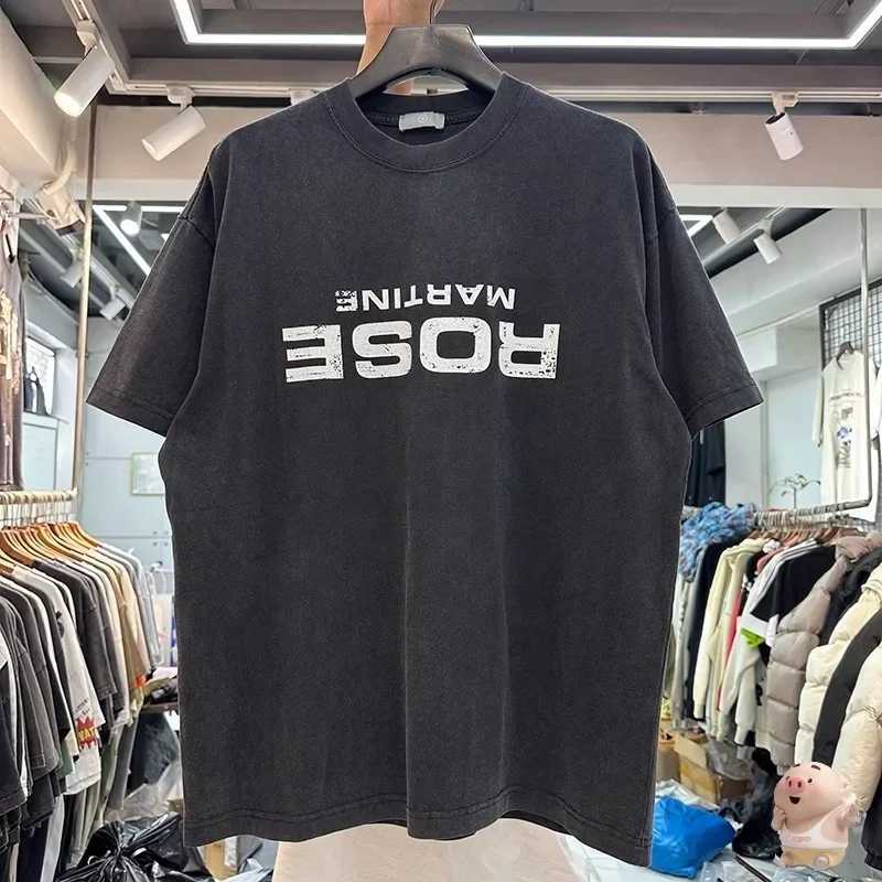Men's T-Shirts New Oversize Washed Martine Rose Round Neck T Shirt Men Women T-shirt Top Tees J240611