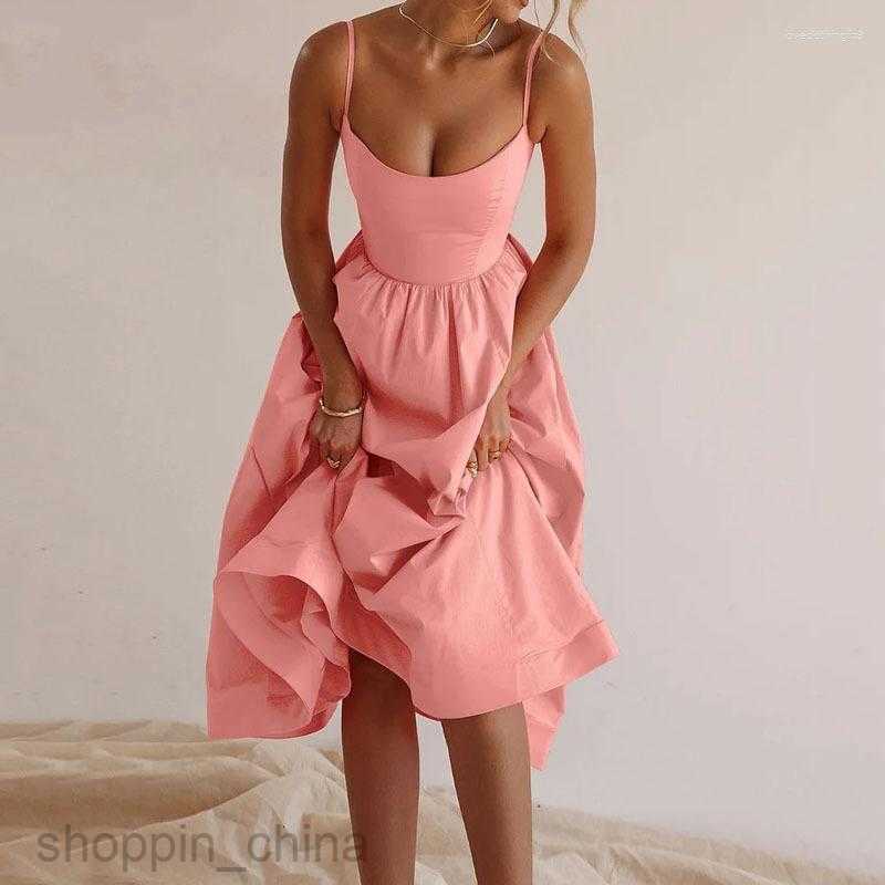 Casual Dresses Women Elegant Corset Party Dress Sexy Fashion Strap Sleeveless High Waist Halter Pleated Evening Cocktail Y2K Clothes