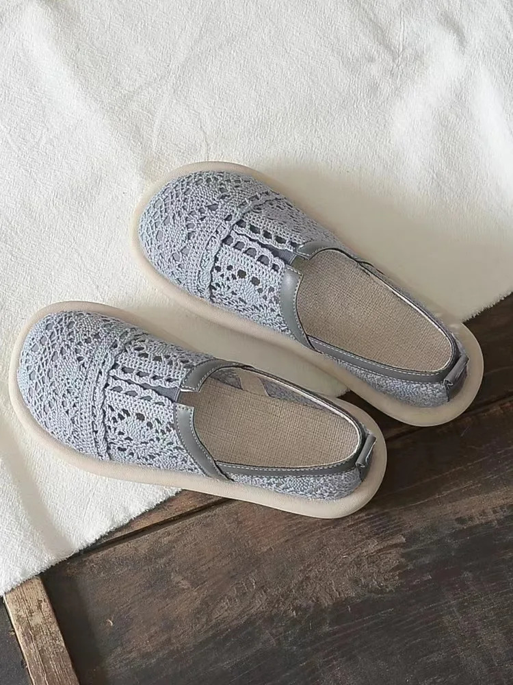 Baotou Womens Shoes Summer Hollow Breathable Mesh Shoes Literature Retro Flat Shoes Womens Shoes Sandals 240614