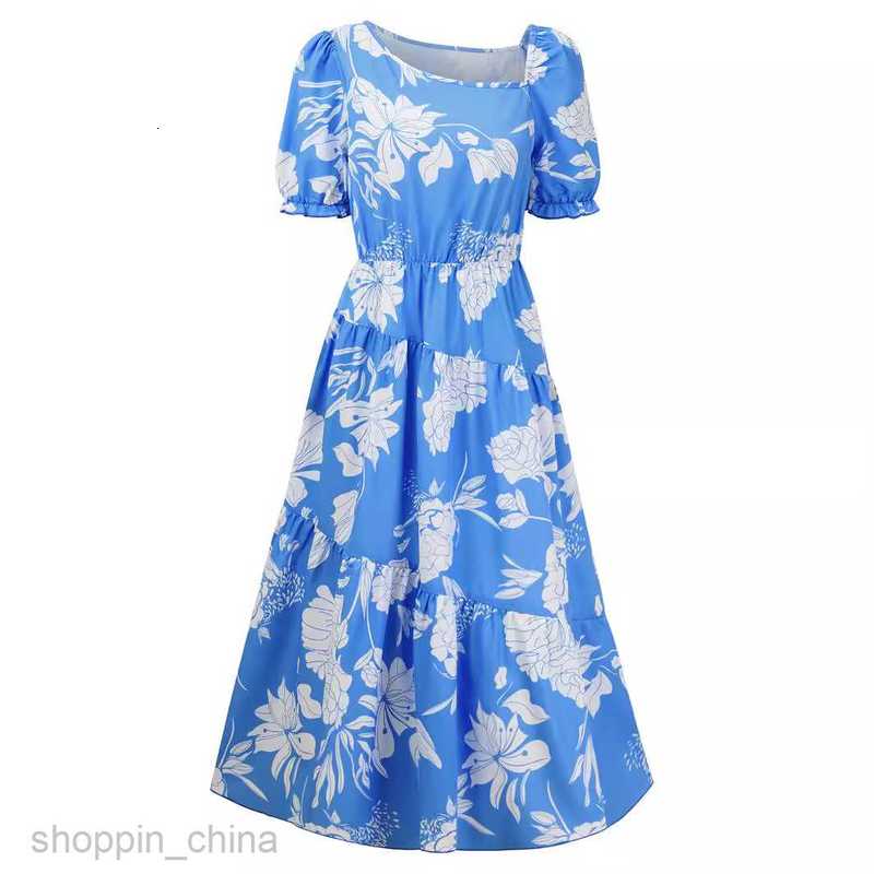 Basic Casual Women Dresses Independently designed new summer women's casual and fashionable diagonal collar floral print fresh dress