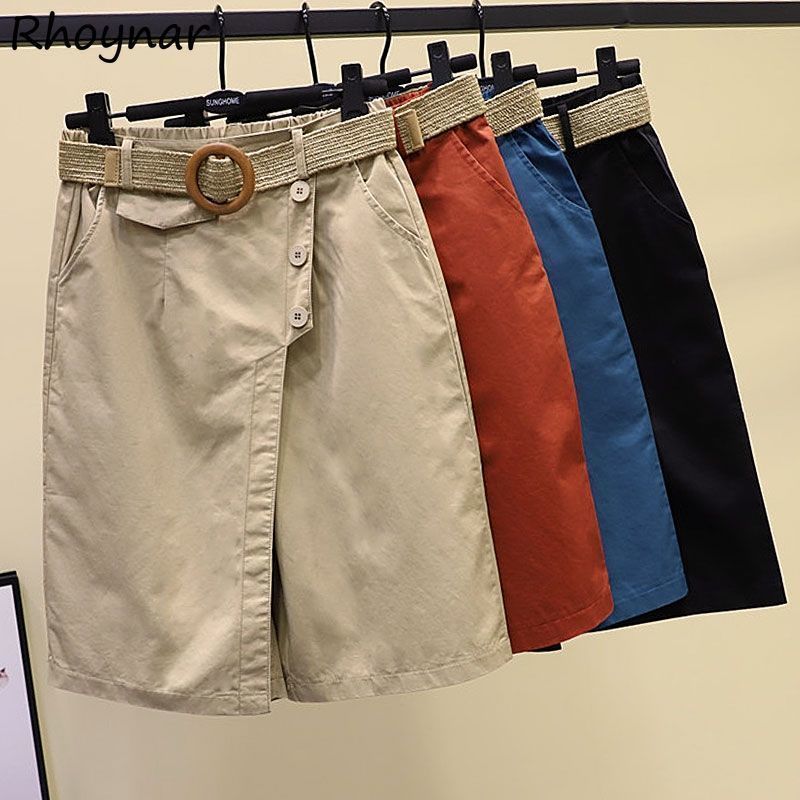 Womens Shorts Women Summer Elastic Waist Wide Leg Loose Y2K Youth Fashion Casual Empire 4 Colors Harajuku Simple Solid Jupe Femme Retro 221122