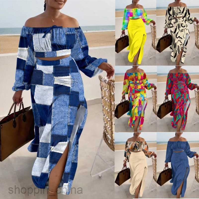Two Piece Dress Sets Women's Autumn New Print Two Piece Long sleeved Set