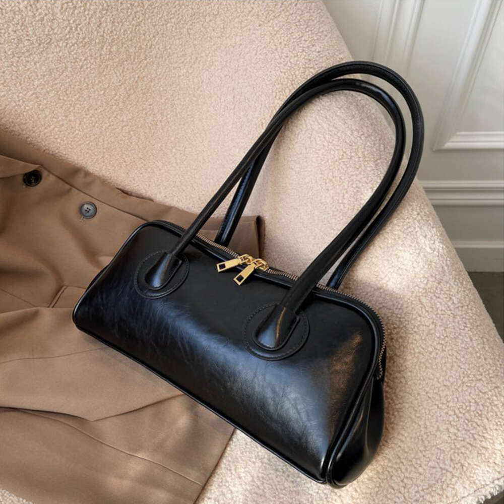 New Boston Pillow Tote Women Real Leather Retro Bowling Bag Designer Handbag Large Capacity Crossbody Bags #54